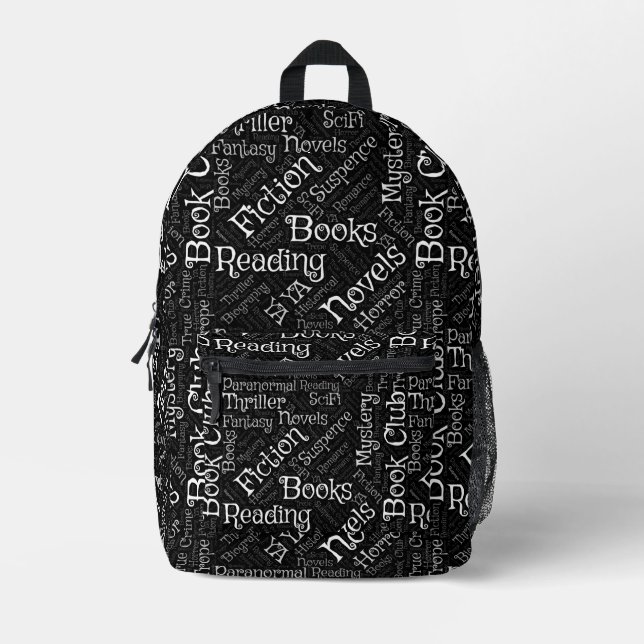 Book Lovers Word Cloud Printed Backpack (Front)
