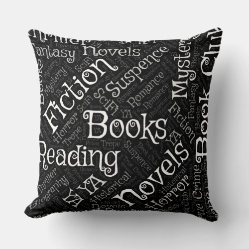 Book Lovers Word Cloud Throw Pillow