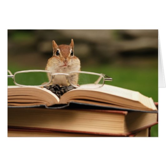 Book loving chipmunk cards (Front Horizontal)