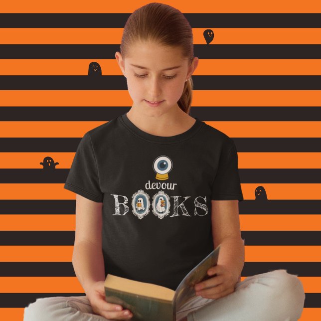 Book Loving Ghosts Halloween T-Shirt (This item is for display purposes only to illustrate the design element. )