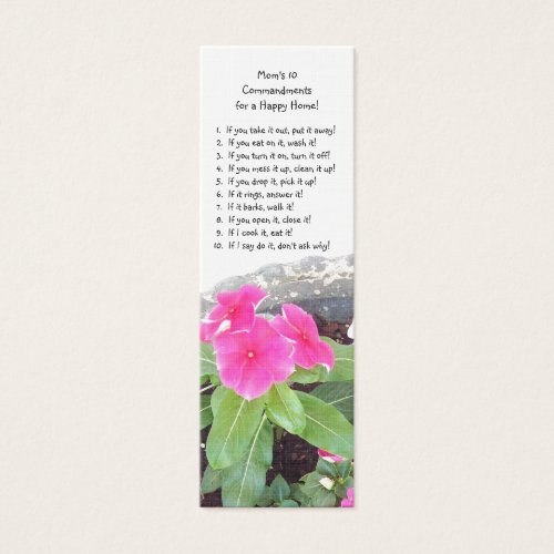 Book Mark - Mom's 10 Commandments Book Mark Business Card Template