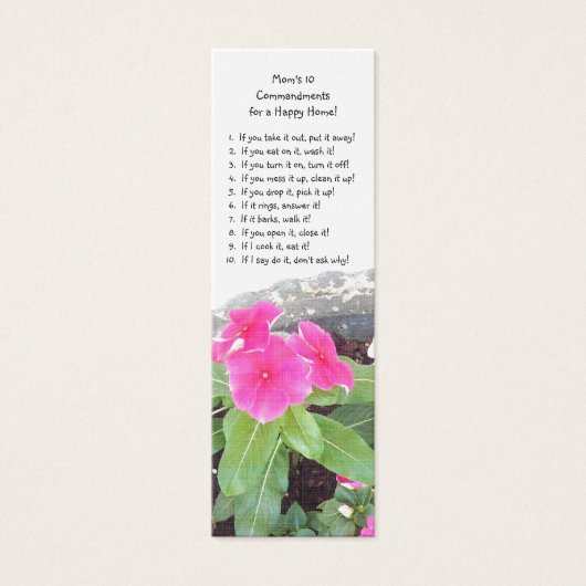 Book Mark - Mom's 10 Commandments Book Mark (Front)