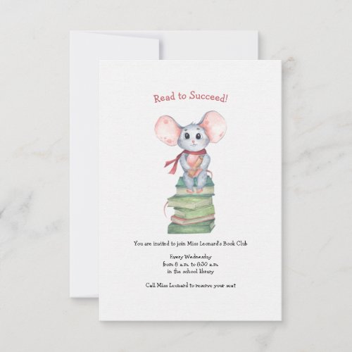 Book Mouse Reading Club Invitation