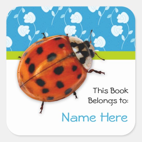 Book Name Tag With Red Spotted Ladybug