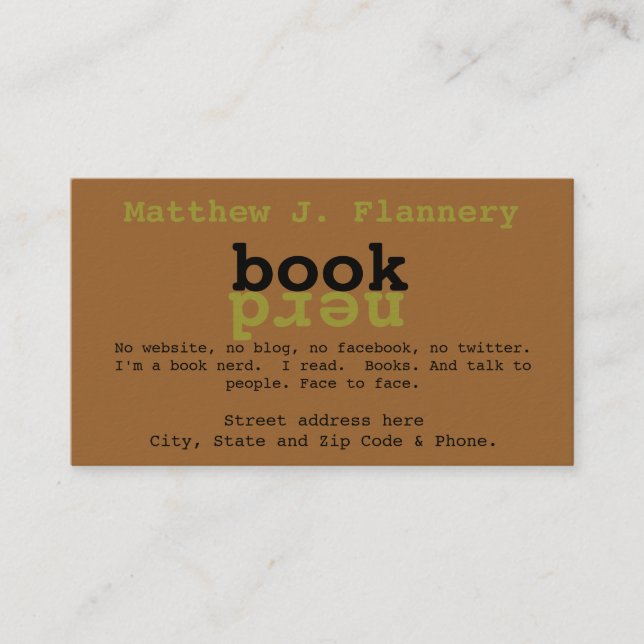 Book Nerd Business Card (Front)
