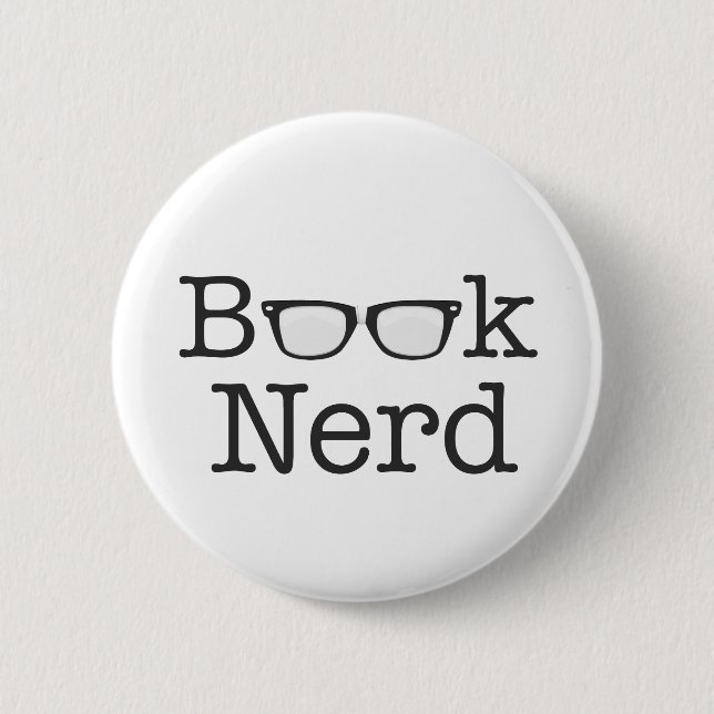 Book Nerd Funny Spectacles Text Pinback Button (Front)