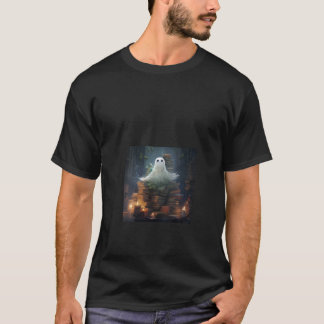 Book Nerd Ghost Reading Library V Neck T-Shirt