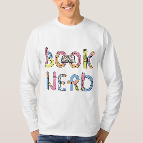 Book Nerd Mens Long Sleeves T_Shirts