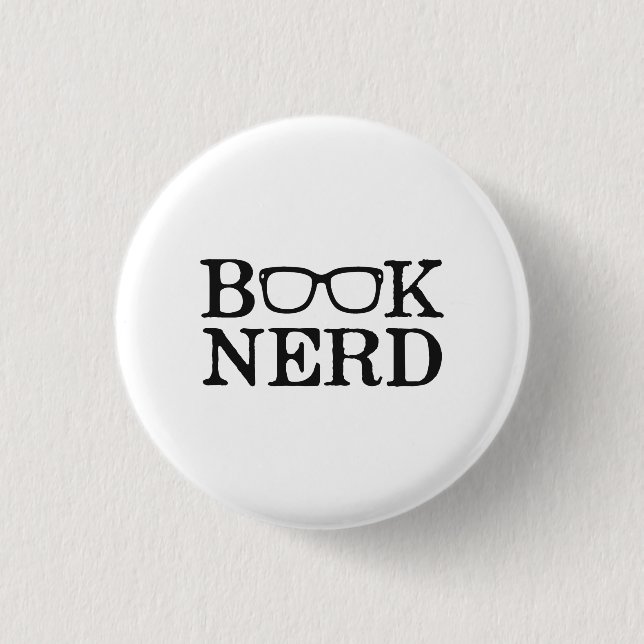 Book Nerd Nerdy Glasses Pinback Button (Front)