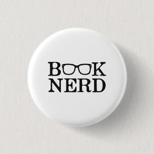 Book Nerd Nerdy Glasses Pinback Button