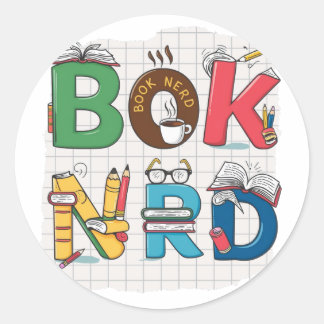 "Book Nerd – Playful and Creative Reading Enthusia Classic Round Sticker