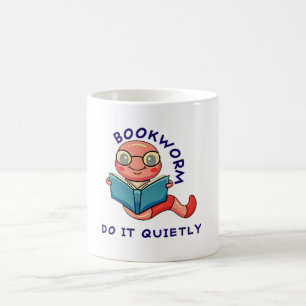 Book Nerd Reading Lover Book Worm Cute Cartoon on Coffee Mug