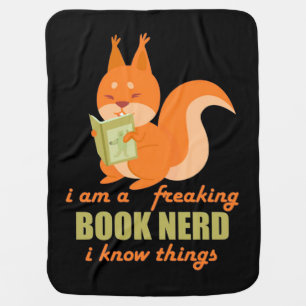 Book Nerd Squirrel Baby Blanket