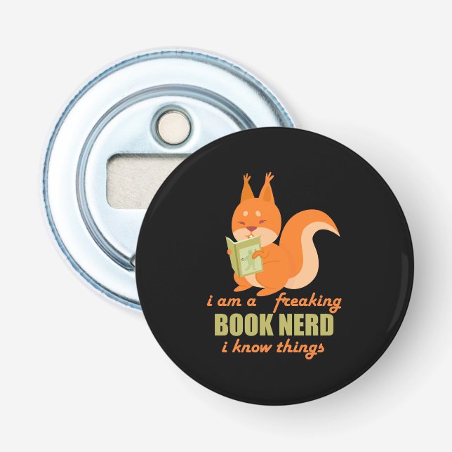 Book Nerd Squirrel Bottle Opener (Front)