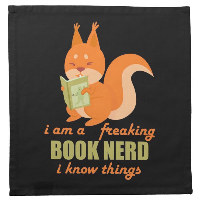 Book Nerd Squirrel Cloth Napkin (Front)