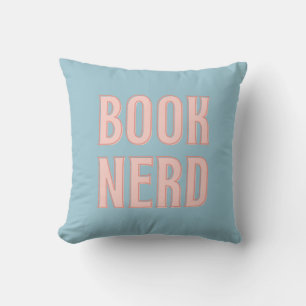 Book Nerd Typography Reader's Blue Throw Pillow