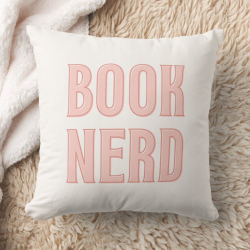 Book Nerd Typography Reader's Blue Throw Pillow