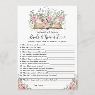 Book New Chapter Bride & Groom Trivia Bridal Game Note Card