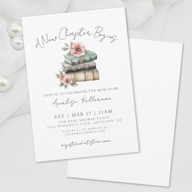 Book New Chapter Floral Baby Shower Invitation (Book New Chapter Floral Baby Shower Invitation)