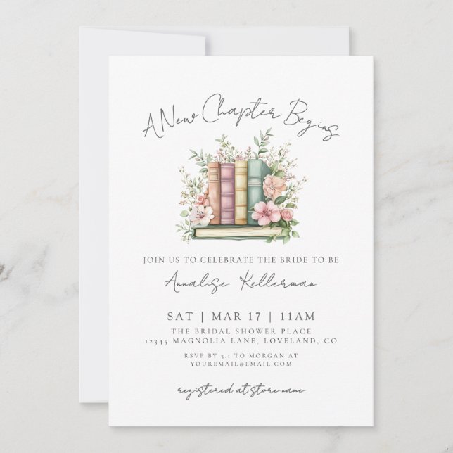 Book New Chapter Floral Bridal Shower Invitation (Front)