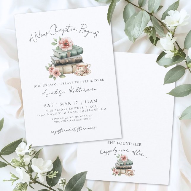 Book New Chapter Floral Bridal Shower Invitation (Book New Chapter Floral Bridal Shower Invitation)