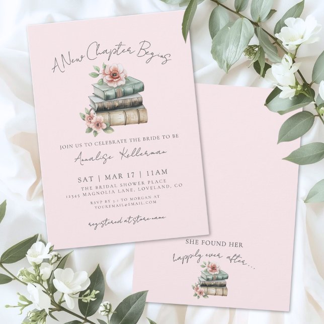 Book New Chapter Floral Bridal Shower Invitation (Book New Chapter Floral Bridal Shower Invitation)
