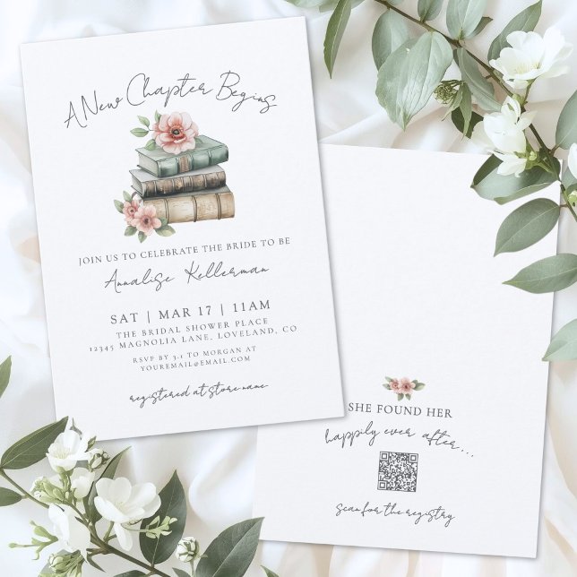 Book New Chapter Floral Bridal Shower Invitation (Book New Chapter Floral Bridal Shower Invitation)