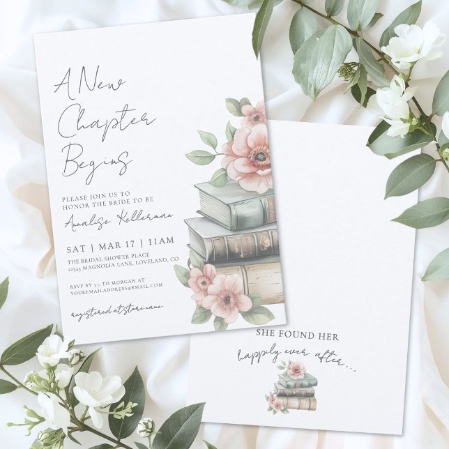 Book New Chapter Floral Bridal Shower Invitation (Book New Chapter Floral Bridal Shower Invitation)