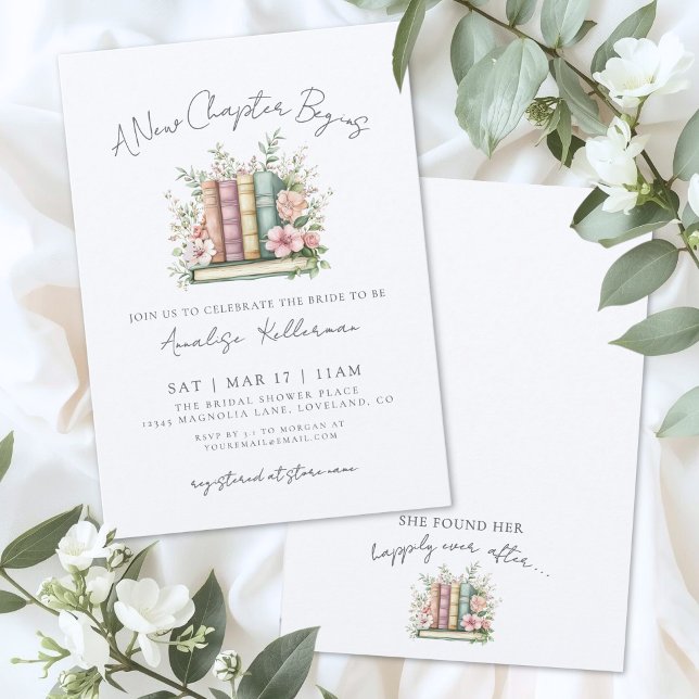 Book New Chapter Floral Bridal Shower Invitation (Book New Chapter Floral Bridal Shower Invitation)