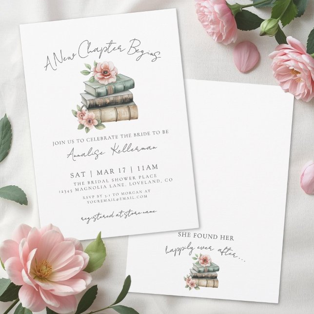Book New Chapter Floral Bridal Shower Invitation (Book New Chapter Floral Bridal Shower Invitation)