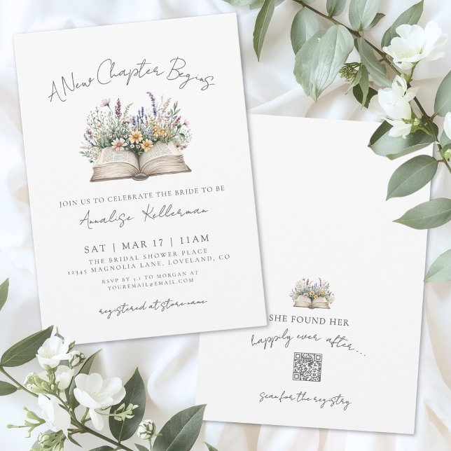 Book New Chapter Floral Bridal Shower Invitation (Book New Chapter Floral Bridal Shower Invitation)