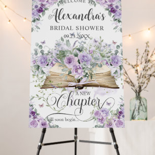 Book New Chapter Purple Lilac Floral Bridal Shower Foam Board