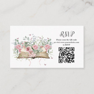 Book New Chapter RSVP QR Code Bridal Shower Enclosure Card