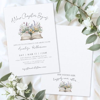 Book New Chapter Wildflower Bridal Shower Invitation