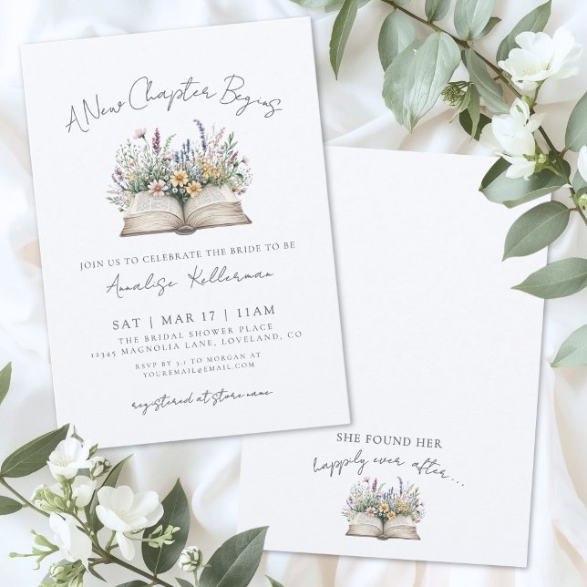 Book New Chapter Wildflower Bridal Shower Invitation (Book New Chapter Wildflower Bridal Shower Invitation)