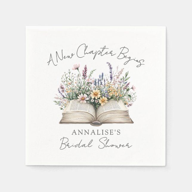 Book New Chapter Wildflower Bridal Shower Napkins (Front)