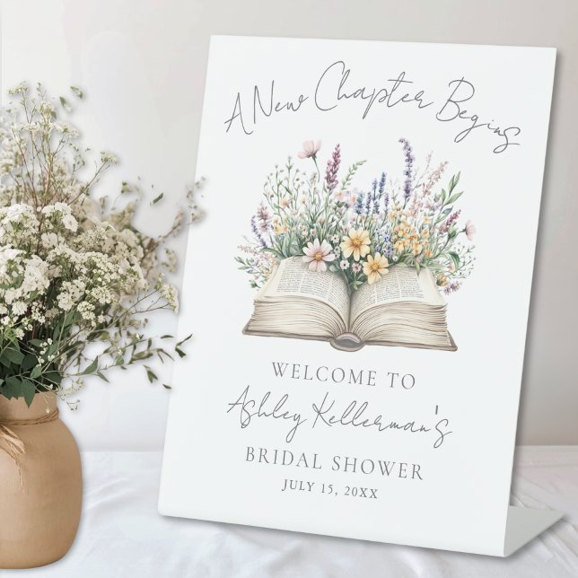 Book New Chapter Wildflower Bridal Shower Sign (Book New Chapter Wildflower Bridal Shower Sign )