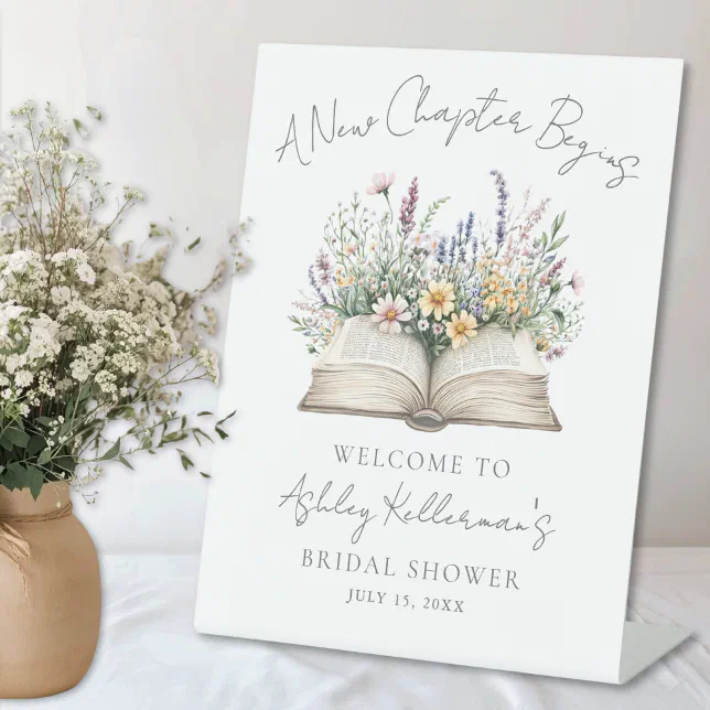 Book New Chapter Wildflower Bridal Shower Sign | Zazzle