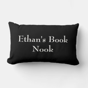 Book nook cushion, black & white, customizable lumbar pillow