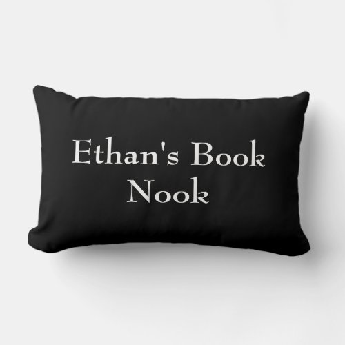 Book nook cushion black  white customizable lumbar pillow