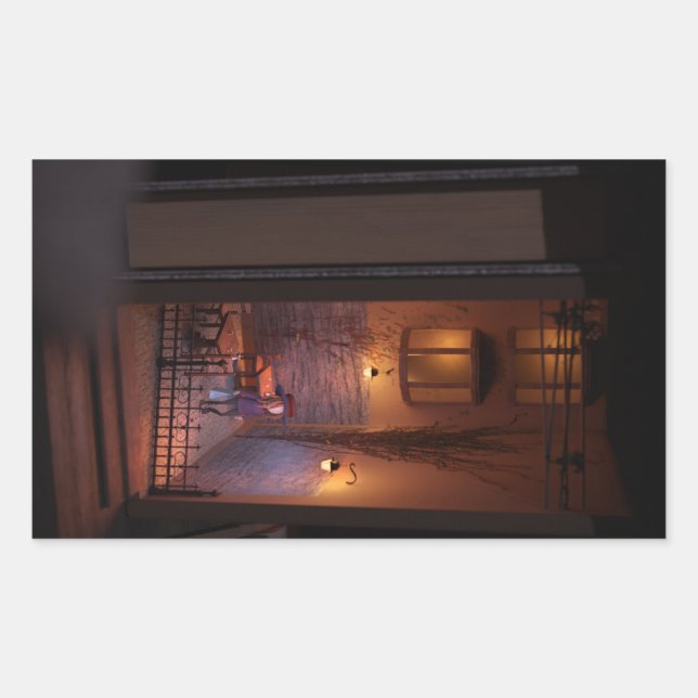 Book nook diorama -  gone shopping rectangular sticker (Front)