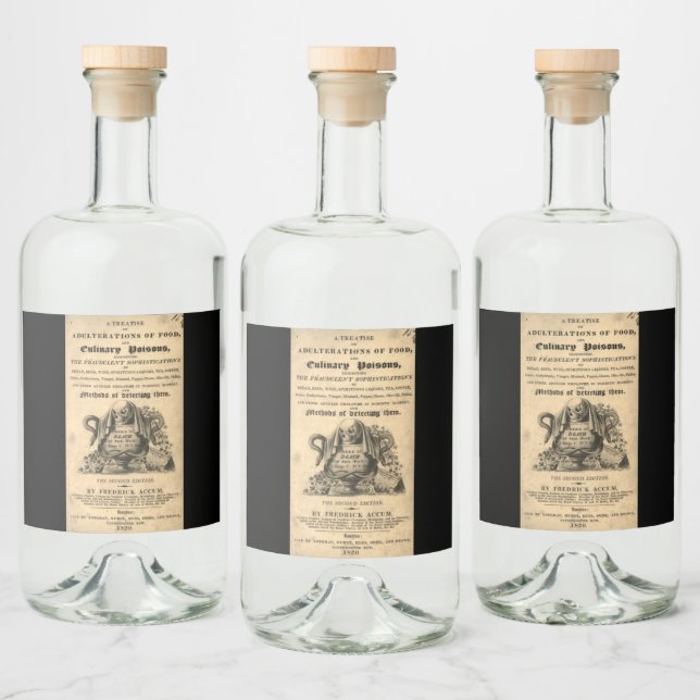 Book of culinary poisons from 1820 antique skull liquor bottle label (Bottles)