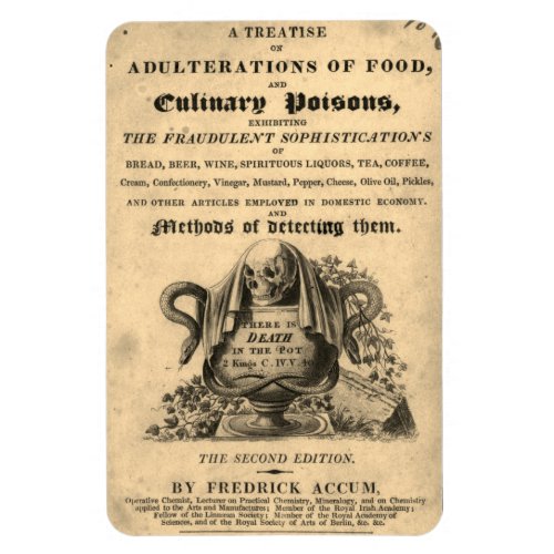 Book of culinary poisons from 1820 antique skull magnet