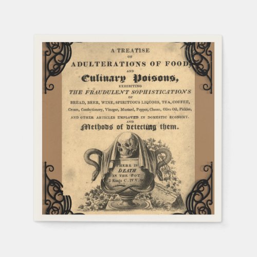 Book of culinary poisons from 1820 antique skull napkins