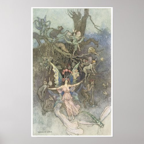 Book of Fairy Poetry Victorian Era Fairy Painting Poster