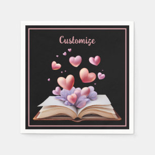 Book Of Hearts Black Napkins
