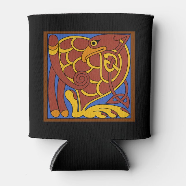 Book Of Kells Celtic Knot Medieval Bird Can Cooler (Front)