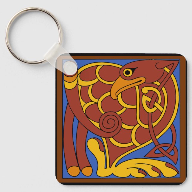 Book Of Kells Celtic Knot Medieval Bird Keychain (Front)