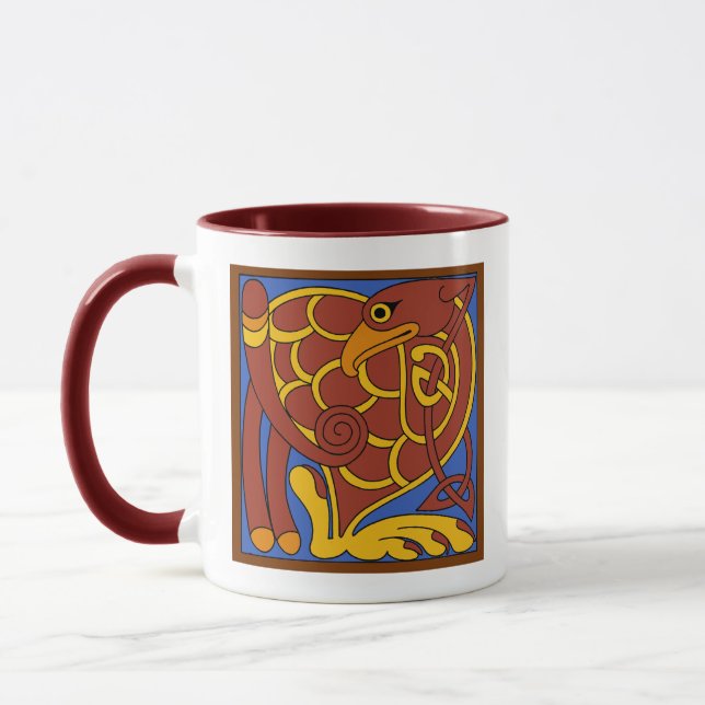 Book Of Kells Celtic Knot Medieval Bird Mug (Left)