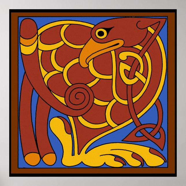 Book Of Kells Celtic Knot Medieval Bird Poster (Front)